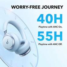 Soundcore Anker Space One 主动降噪耳机，2 倍降噪，40 小时主动降噪续航，支持 App 控制，LDAC 高解析度无线音频，佩戴舒适，通话清晰，蓝牙 5.3 - 藍色 - 查看 5