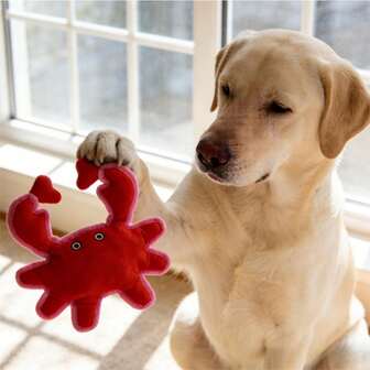 Juguete para perro con forma de cangrejo, adecuado para perros medianos y grandes, juguete de peluche suave y chillón, duradero, ideal para perros que mastican, juguete interactivo para buscar y tirar de la , juguete de interior relleno, alivia el estrés y el aburrimiento, juguete divertido de animal para perros para todas las estaciones