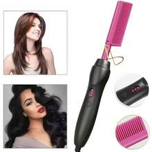 陶瓷直发器，便携式旅行直发器，假发和直发两用造型工具 - 玫紅色 - 查看 7