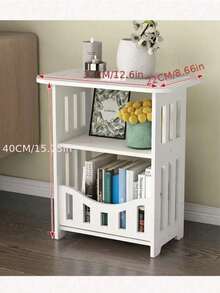 41*23*4cm Modern Nordic Style White Wooden Storage Table, Multi-Functional Layered Rack, Easy Assembly, Suitable For Bedroom And Living Room Decor, Minimalist Design Bookshelf | Multi-Functional Shelf - Practical Modern Minimalist Storage, Suitable For Home, Bedroom, Living Room, Coffee Table, Nightstand, Small Side Table - White - View 6