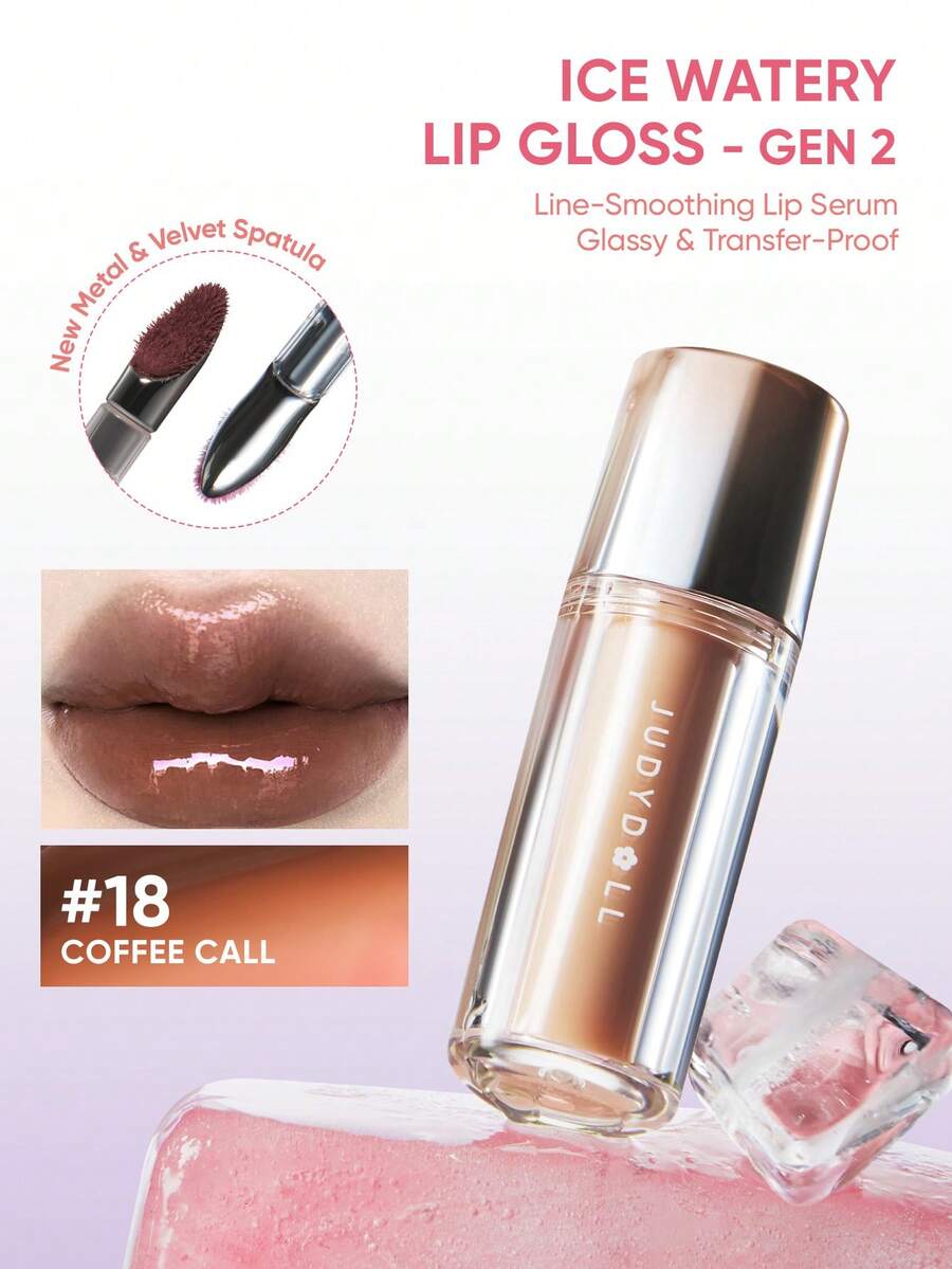 JUDYDOLL 冰水润唇彩-第二代闪亮镜面唇彩，保湿滋养精华，持久显色 - 18 COFFEE CALL - 查看 1