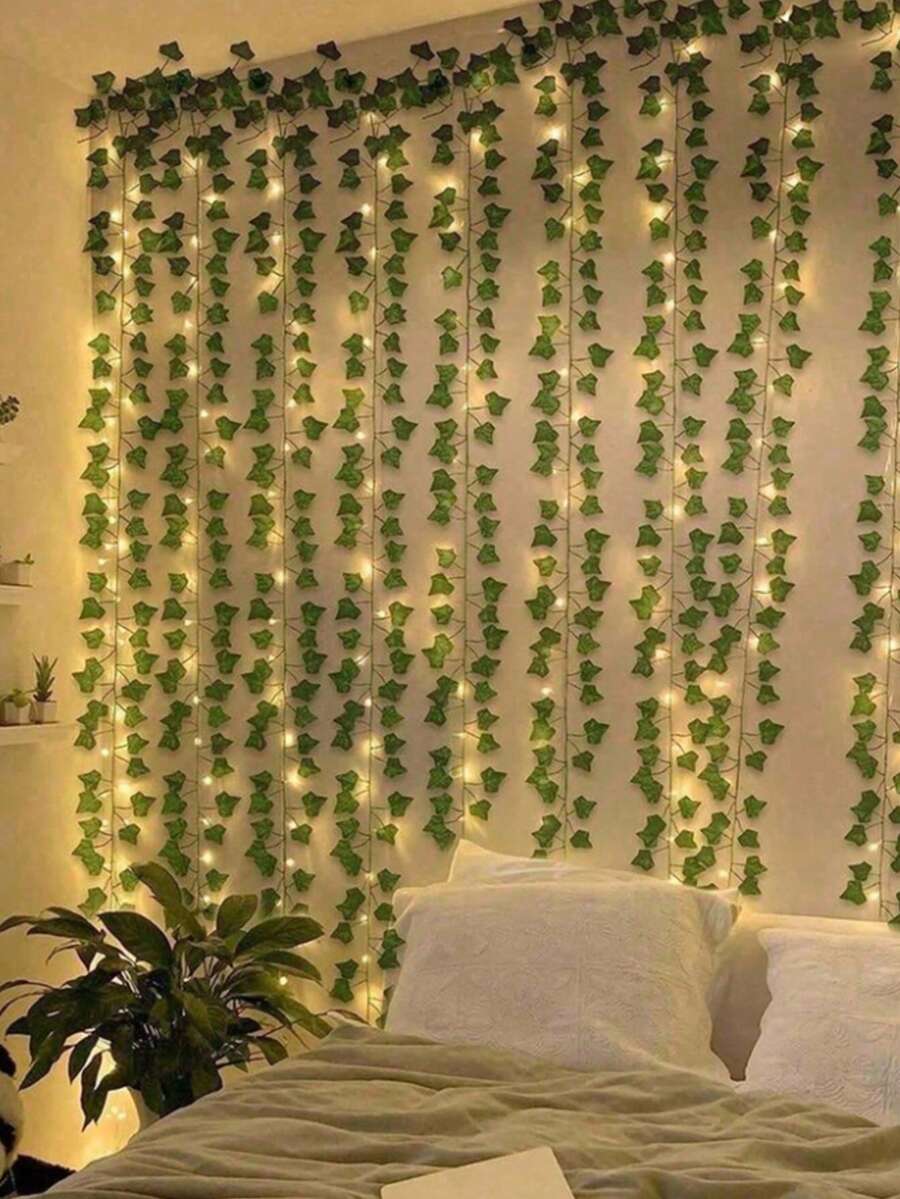 1/2/3/4/5/6 件装人造常春藤 LED 灯串，2 米（6.56 英尺）/20 LED 悬挂式植物 DIY 绿叶背景装饰灯，适用于节日卧室墙面装饰、婚礼派对餐桌装饰、花园灯、花园装饰、婚礼装饰、房间装饰、生日毕业礼物