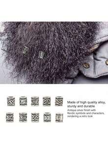 EstiloCuentas Vikingas Nórdicas para Cabello y Pulseras, 10 Piezas de Cuentas Trenzadas para Collares y ColgantesVersión mejorada - 1 - Ver 4