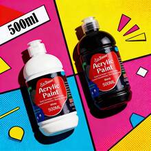 Premium Acrylic Paint - 500ml Black & White Colors, Thick Consistency & Opaque Coverage, Ideal For Studio Work, Outdoor Sketching, Canvas Painting, Murals & Crafts (Artists, Students, Hobbyists) Holiday Gift - White 500ml - View 2