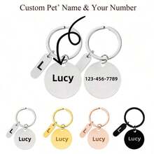 1pc Personalized Pet ID Tag With Decoration, Customizable With Your Phone Number And Pet Name, Engraved Dog/Cat Name Pet ID Tag, Custom Engraved Pet ID Tag, Used To Prevent Pets From Getting Lost Outdoor, Can Be Hung On Cat/Dog Collar, Pet Pendant