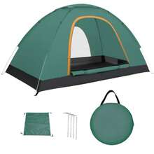 Tiendas de CampañaCasa de Campaña 2-3 Personas con 2 Puertas Impermeable y Prueba Viento Casa de Acampar Familiar Automática Pop-up con Bolsa de Transporte para Exteriores Picnic Viajes - Verde - Ver 1