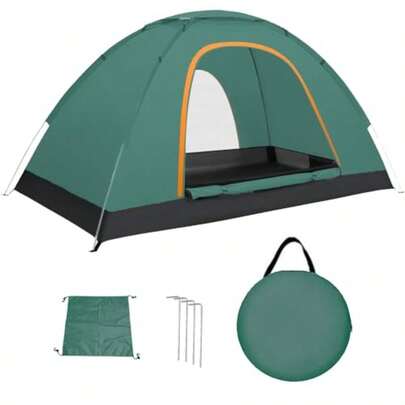 Tiendas de CampañaCasa de Campaña 2-3 Personas con 2 Puertas Impermeable y Prueba Viento Casa de Acampar Familiar Automática Pop-up con Bolsa de Transporte para Exteriores Picnic Viajes