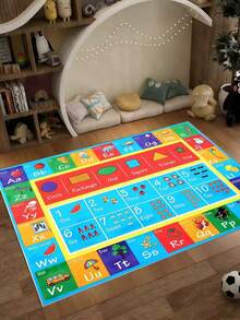 1 Stück Mehrfarbiger karierter Kinderteppich, Zahlen, Buchstaben, Formen, Tiere, Früchte dekorativer Teppich für Kinderzimmer, Schlafzimmer Dekoration, kleiner Teppich, Teppich, Heimdekoration, Wohnzimmerteppich, kleiner Wohnzimmerteppich, Schlafzimmerteppich, Wohnzimmer Heimdekoration, Outdoor-Teppich, waschbarer Teppich - Verschiedenfarbig - Übersicht 3
