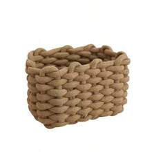 1pc Handmade Woven Large Capacity Makeup Storage Box, Can Store Brushes, Skincare, Cosmetics, Lipsticks, Eyeshadows, Also Suitable For Desktop, Display Cabinet, Vanity, Suitable For Holiday, Beach, Bathroom, Bedroom, Large Capacity, Also Applicable For Pantry, Shelves, Living Room, Rope Woven , Makeup Room Decor - Multicolor - View 15