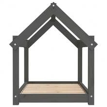 vidaXL Lit pour chien Gris 81x60x70 cm Bois de pin solido - Grigio - Visualizzare 6