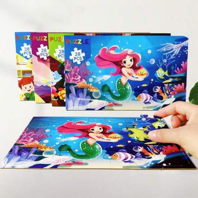 Rompecabezas de Sirena y Unicornio para Niños - Juguetes Educativos para Niños, Temas que incluyen Océano de Dibujos Animados, Fantasía y Vida Escolar, Eduentretenimiento, Adecuado para Niños y Niñas, Beneficioso para el Aprendizaje Temprano, el Desarrollo Cognitivo y el Juego Creativo, Regalos Ideales para Niños Pequeños y Niños Pequeños