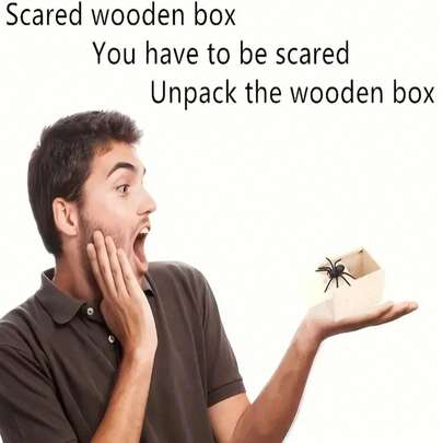 1pc Handmade Wooden Spider Prank Box - Crafted Joke Box, Ideal As Christmas Gift