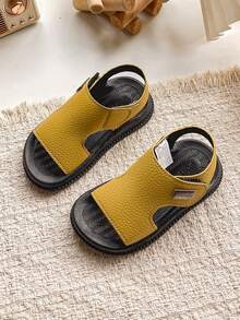 时尚休闲平底凉鞋，适合幼儿、小童、大童，简约优雅的软底婴儿鞋 - 黃色 - 查看 5
