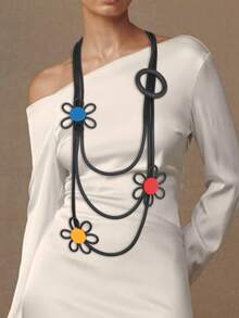 MARLIWOO 1pc Bohemian Style Colorful Floral Accessory Vintage Handmade Fashion Necklace For Women - Multicolor - View 9
