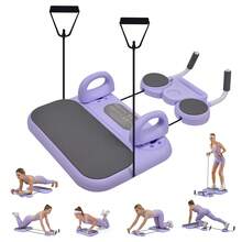 Advwin Multifunctional Ab Board, 6-In-1 Portable Workout Ab Roller For Core Home Fitness Equipment, Full-Body Core & Ab Workout With Resistance Bands & Push-Up Attachments - Purple - View 1