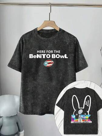 Plusstorlek damt-t-shirt med kort ärm och naturskönt kanin- och bokstävertryck, rund hals och kortärmad t-shirt med sliten vintage-motiv, bekväm tvättad t-shirt, trendig amerikansk sporttopp, avslappnad minimalistisk design, lämplig för vardagsbruk, matchtittande, examenssäsong, sommarutflykt