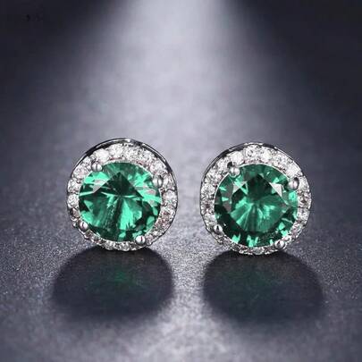 Elegant Small Round Stud Earrings For Women, Shiny Cubic Zirconia, Simple Multifunctional Fashion Jewelry For Teenagers