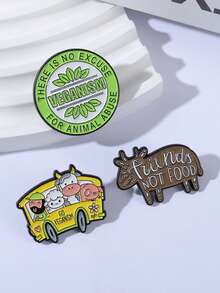 3pcs Vegetarianism Advocates Enamel Needles Cute Lamb Brooches Lapel Badges Jewelry Gifts For Friends - Multicolor - View 5
