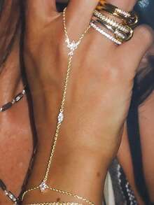 1件套优雅闪亮立方氧化锆多层叠戴戒指手链套装，适合女性日常佩戴、夜店派对、聚会等场合。 - 2377 - 查看 5