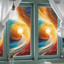 1 pieza Película de ventana de vidrio de colores, Adhesivo de vidrio con patrón de líneas único, Vinilo estático opaco para ventana, Removible para dormitorio, sala de estar, cocina, decoración del hogar - Multicolor - Ver 8