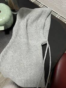 1件装女士拉法帽，带可拆卸颈套，羊毛混纺保暖颈套滑雪面罩，户外冬季保暖面罩围巾帽，适合穆斯林佩戴头巾 - 灰色 - 查看 3