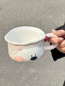 1pc Cute West Highland Terrier Cartoon Ceramic Mug, Adorable Ins Style Creative Large Capacity Household Breakfast Yogurt Cup, Oatmeal Cup, American Coffee, Cold Drink - Perfect Choice, Fun Cup, Birthday Gift - Multicolor - View 5