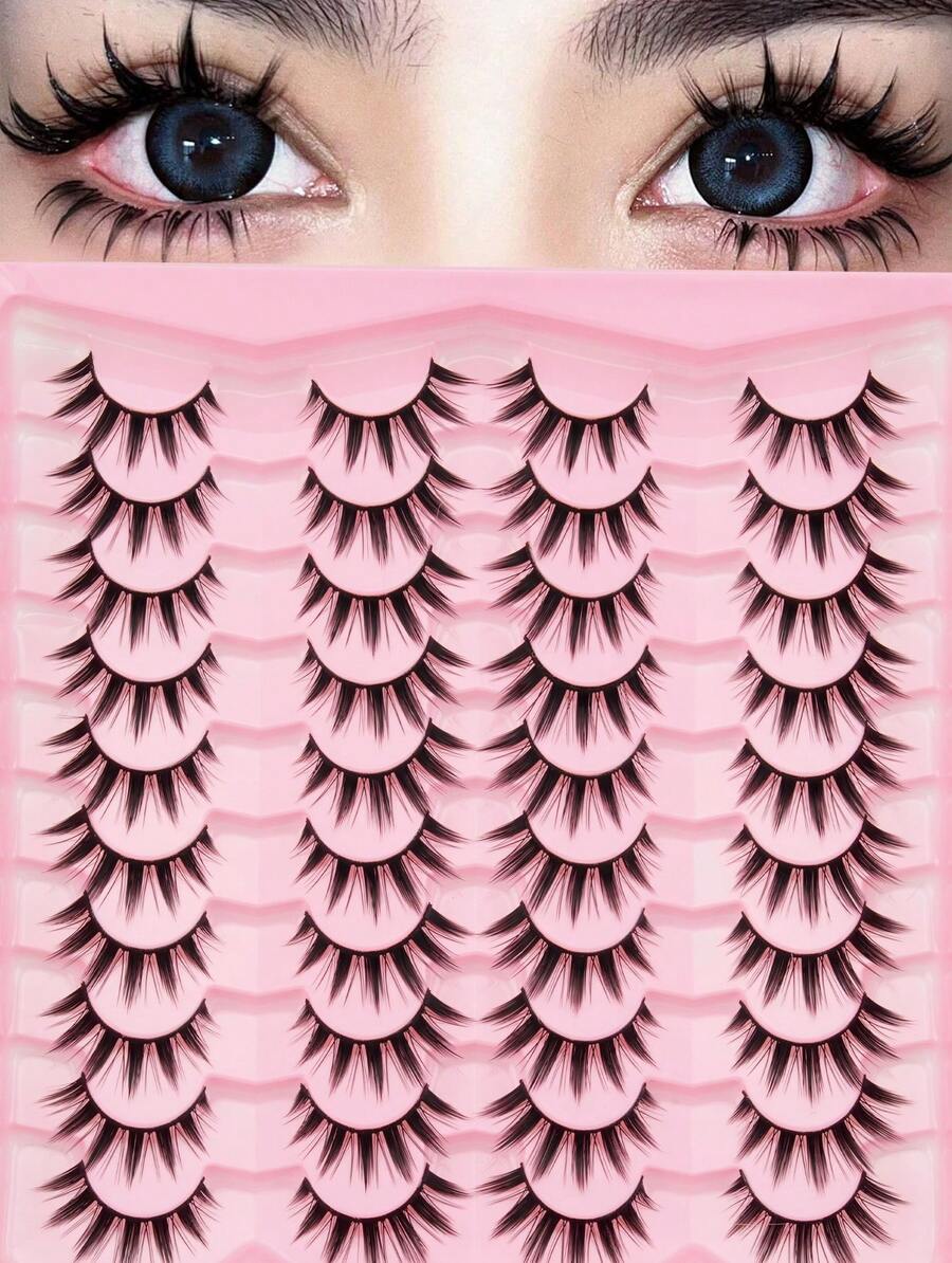 20Pairs Of Cartoon Sharp Tail Eyelashes - Fully Strip, Thin And Dense, Suitable For Halloween And Party Cosplay Natural Doll Eye Makeup. Soft And Fluffy Lashes, Reusable, Large Capacity, Suitable For Daily Use, Easy To Wear. - Spiky Manga Lashes - View 1