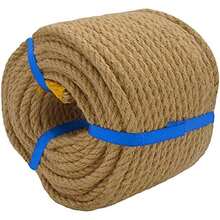 Cuerda de yute natural de cáñamo (8 mm x 165 pies), cuerda de yute fuerte para manualidades, poste de rascar para gatos, jardinería, decoración - 8 mm x 165 pies - Ver 1