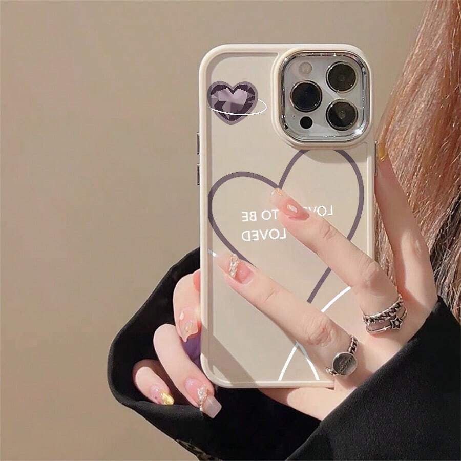 Resistente a quedas amor ser amado UV impressão silicone macio plating metálico Capinha Capa Para Apple i p h o n e 11 12 13 14 15 16 17 pro max 14 15 16 PLUS 17 AIR x xr xs max anti-impacto design minimalista protetora minimalista antiarranhões que se encaixa perfeitamente cases P9559 - Branco - Visão 1