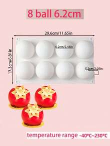 1 pieza Molde esférico de silicona 3D, desmoldado fácil y antiadherente, molde esférico blanco para hornear, adecuado para mousse, fondant, postres de arte azucarado y herramientas de pastelería - Blanco - Ver 14