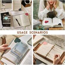 2/4/8/12件套，PU皮革心形书签，爱书人士必备，女士书签，适合女性和爱书人士，可爱手工书籍礼品配件，颜色随机，情人节礼物 - 彩色 - 查看 10