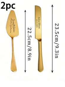 1 PC Custom Cake Knife, Pizza Spatula, Personalized Stainless Steel Silver And Golden Dessert Knife, Bread Knife, Cake Spatula, And Fork Set, Perfect Commemorative Gift For Wedding Parties, Birthday Celebrations, Anniversaries, Christmas, And Graduation Seasons. - Multicolor - View 9