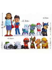 2/6/12pcs Paw Patrol Collection, Including Puppy Figurines & Decorations, Various Styles Like Chase And Skye (12pcs/Set), Random Colors And Designs. This Series Includes Birthday Decorations, Best Friend Holiday Gifts, Party Decorations, Suitable For Party, Wedding Decor - Multicolor - View 7