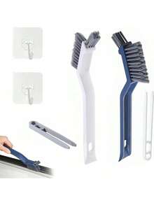 EstiloTendenciaCepillo Para BañO,2 Unidades Cepillo De Limpieza Multiusos Con Cerdas Duras Y Gancho - DiseñO En V Para Ranuras, BañO, Cocina, Ventanas, VehíCulos, Grifos, Inodoro Y PersianasCalidad PremiumVersióN Mejorada - 1 - Ver 1