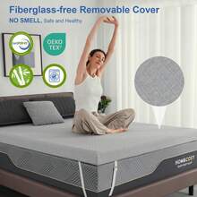 3/4 Inch Firm & Extra Firm Gel Memory Foam Mattress Topper, Cooling Bed Topper With Removable Cover, CertiPUR-US Certified - Light Grey - View 6
