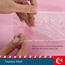 1pc Transparent Acrylic Tiramisu Stencil, Creative Baking Mousse Cake Imprinting Mold, Personalized Tiramisu Cake Mold, Hollowed-Out Russian Greeting Phrases Design Template, Suitable For Happy Birthday, Parties, Holiday Greetings And Themed Events, Holiday Gift. - Multicolor - View 11