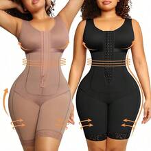 Hard Mesh Stamping Cup Shapewear Women Sleeveless Button Up Breathable Hip Lifting Tummy Control One Piece Corset For Daily Wear - Màu cà phê tím - Xem 2