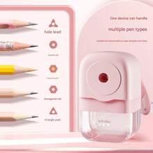 1pc Hand-Cranked Pencil Sharpener, Large Diameter Pencil Sharpener For Elementary And Middle School, School Supplies, Holiday Gift, Learning Reward Gift, Back To School Gift, Valentine's Day [Comes With DIY Stickers], Non-Jamming Manual, No Lead Breakage