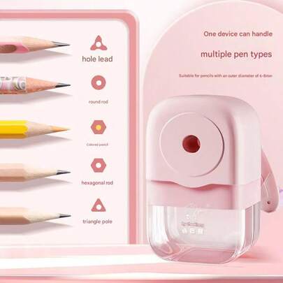 1pc Hand-Cranked Pencil Sharpener, Large Diameter Pencil Sharpener For Elementary And Middle School, School Supplies, Holiday Gift, Learning Reward Gift, Back To School Gift, Valentine's Day [Comes With DIY Stickers], Non-Jamming Manual, No Lead Breakage