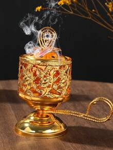 金色锻铁炭香炉，中东阿拉伯香炉，节日派对手持装饰品，工艺道具 - 彩色 - 查看 8