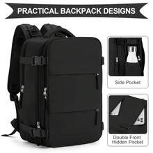 Travel Laptop Backpack-Comfortable And Breathable Multifunctional Travel Backpack, Hiking Backpack Waterproof Outdoor Sports Rucksack Casual, Daypack Travel Essentials Padded Straps & TSA Lock Slots, Durable Travel Backpack For Business, School, Hiking - màu đen - Xem 6