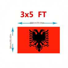 1面双面高品质阿尔巴尼亚鹰旗，1面阿尔巴尼亚窗挂旗，1套阿尔巴尼亚手摇旗（包含5面手摇旗和5个透明PVC吸盘支架），家居装饰，户外装饰，庭院装饰，花园装饰 - 彩色 - 查看 12