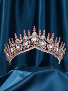 粉色皇冠，玫瑰金公主皇冠，情人节生日女王皇冠，新娘婚礼舞会圣诞节粉色头饰发饰，优雅礼物