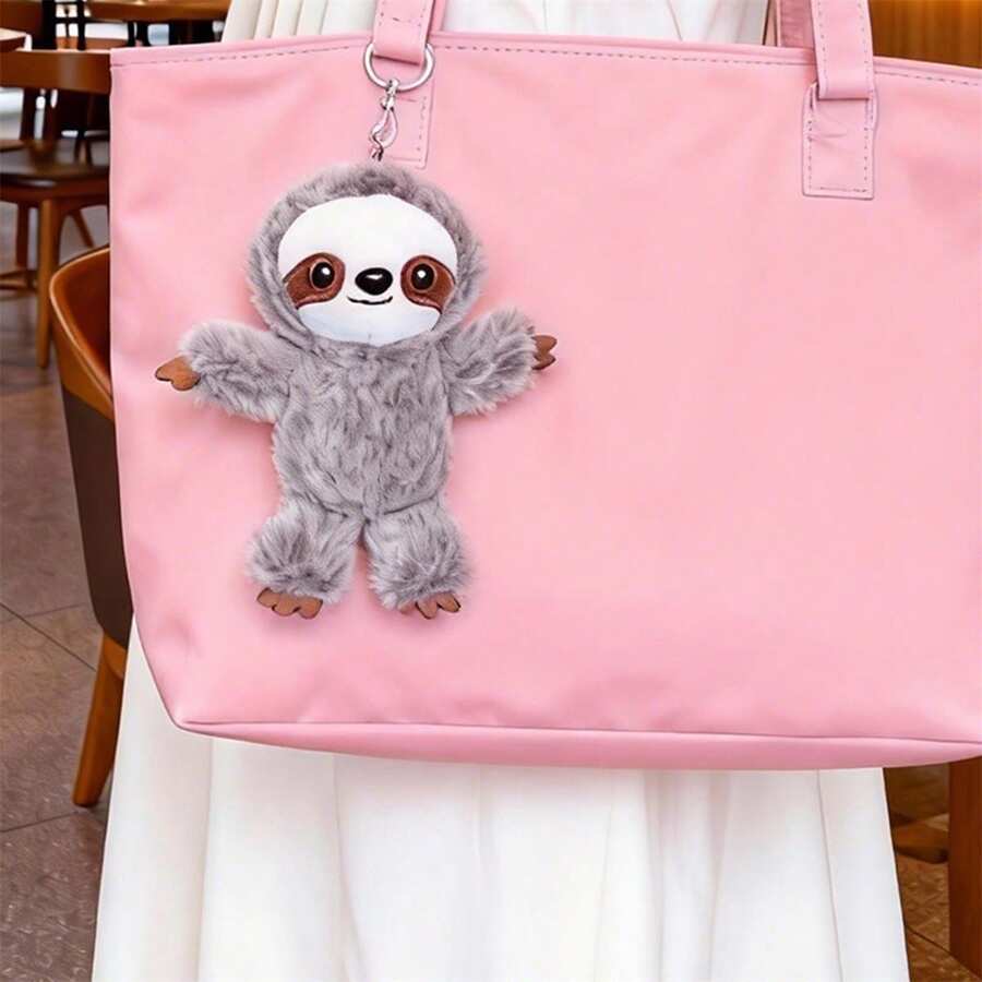 Mini llavero de peluche de perezoso, adorable llavero de peluche, colgante para bolsos, llaves y teléfono móvil. - Gris - Ver 1