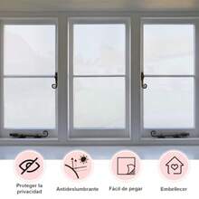Película de Privacidad para Ventanas 60x500CM Película Decorativa de Vidrio Esmerilado Mate Vinilos para Ventanas Protector Reutilizable Anti UV Rayos Adherencia Electrostática para Oficina Baño - traducido - Ver 3