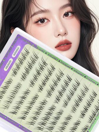100-Piece False Eyelashes (Clusters) – DIY At Home With Self-Adhesive Glue-Free Design. Features Natural-Looking Long Lashes (3-12mm) With Soft Transparent Stems For Effortless Application. Perfect For Beginners And Everyday Wear.