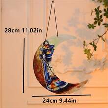 1pc Ramadan Crescent Moon Shaped Single-Sided Painted Wooden Wall Hanging Decor - Multicolor - View 3