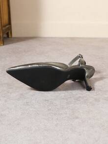 优雅尖头高跟女鞋，百搭连衣裙，夏季露趾凉鞋 - 灰色 - 查看 4