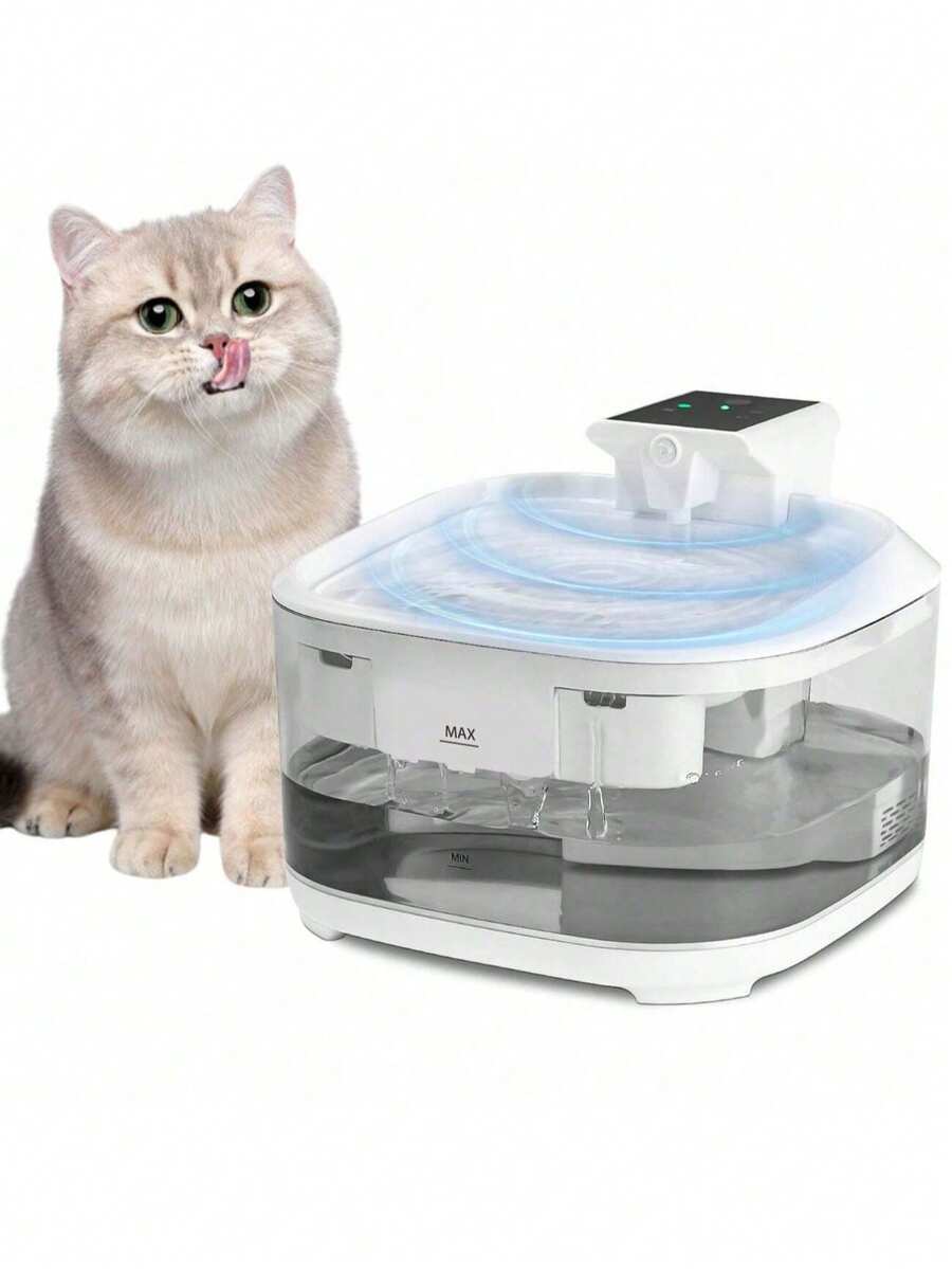 1pc 152oz/4.5L Wireless Cat Water Fountain, Battery Powered Pet Wireless Water Dispenser With Sensor - 4.5L - View 1
