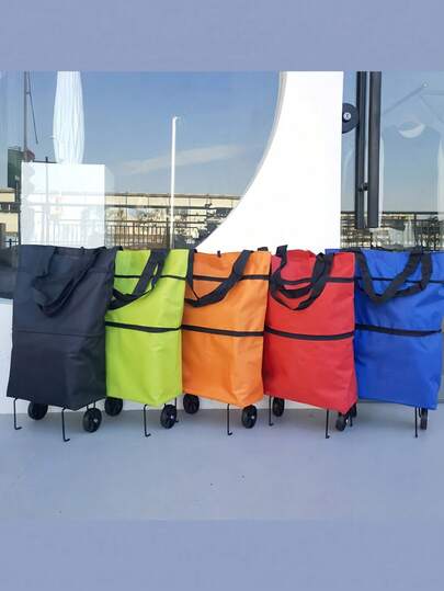 Carrito de compras plegable de 2 en 1 con ruedas, ligero y plegable. Bolsas de supermercado reutilizables de gran capacidad. Bolsa de viaje impermeable tipo trolley apta para mujeres y hombres, ideal para compras, viajes, camping, uso doméstico y al aire libre. Accesorio de viaje esencial.
